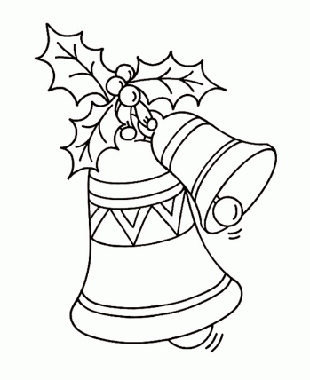 Holly and bell christmas coloring page